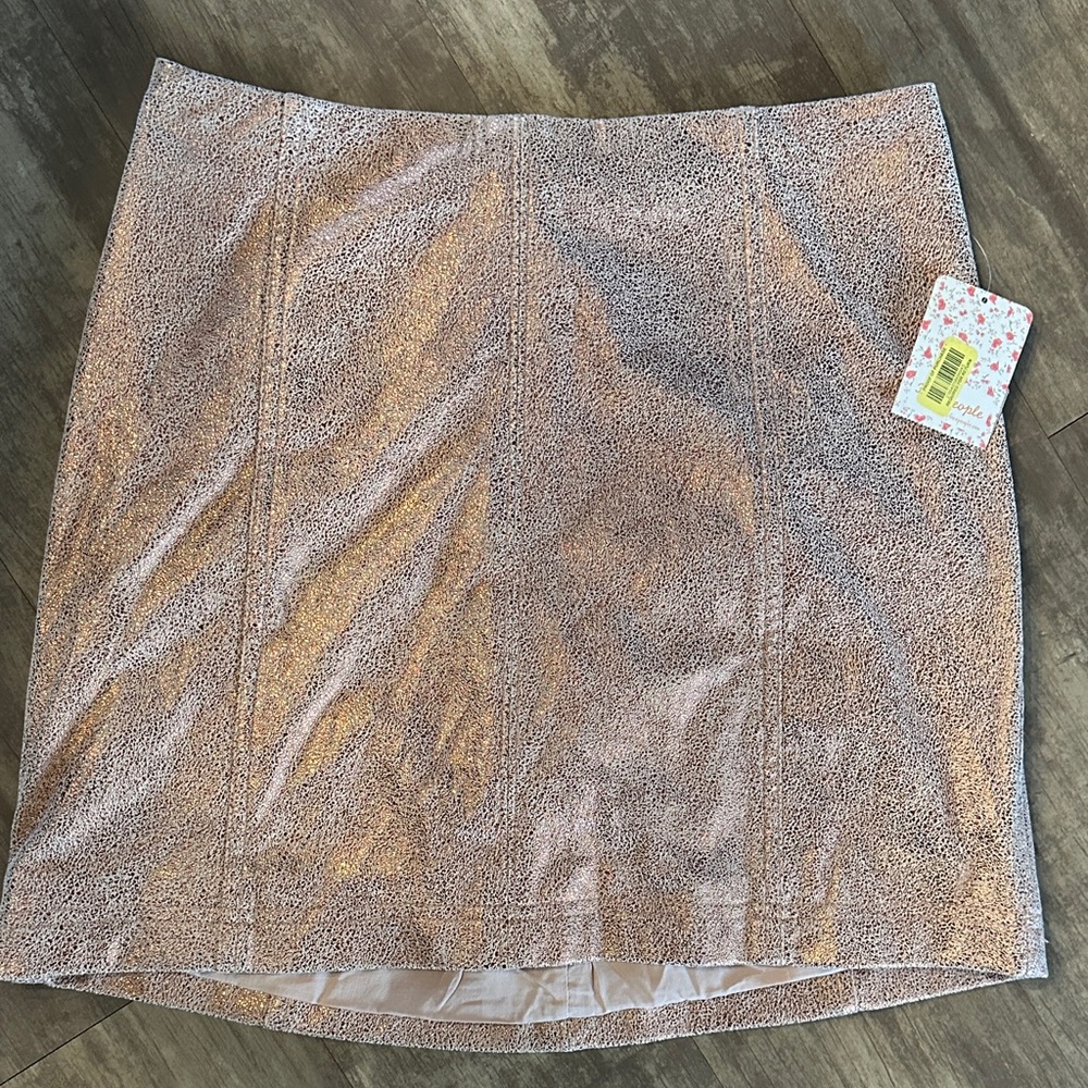 NWT Free People metallic rose gold mini skirt - Picture 6 of 7